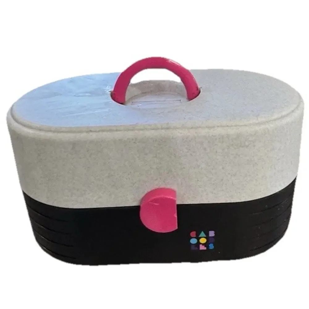 Vintage Caboodles Hot Pink Black Gray Cosmetic Case Makeup Storage Mirror